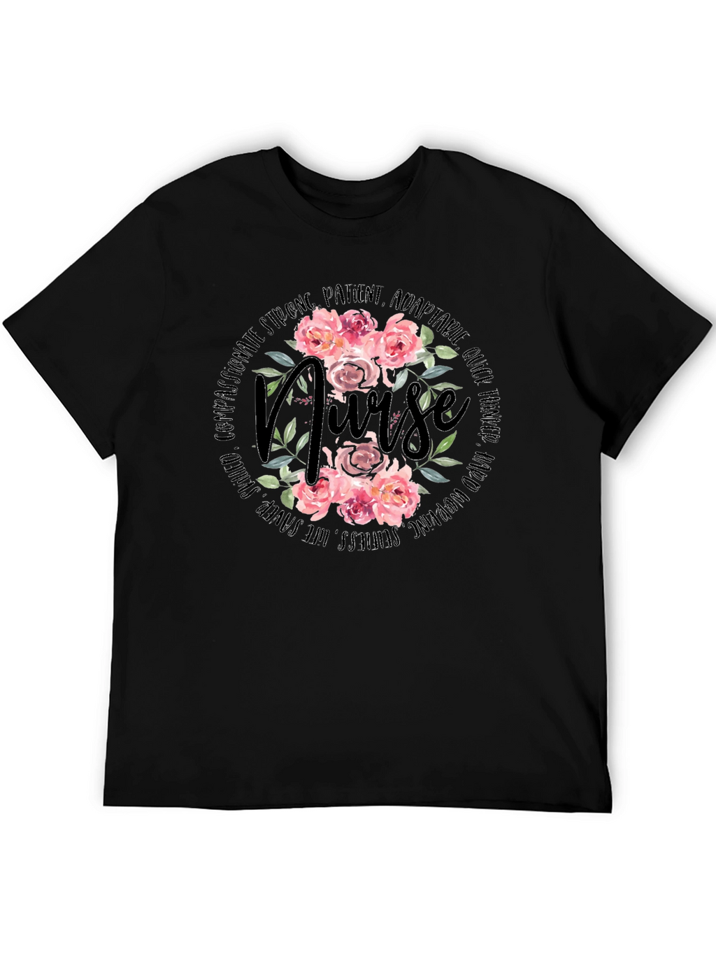 Floral Nurse T-Shirt - Compassionate & Strong