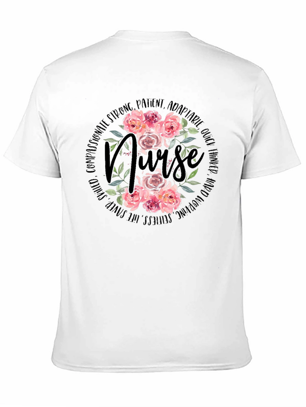 Floral Nurse T-Shirt - Compassionate & Strong