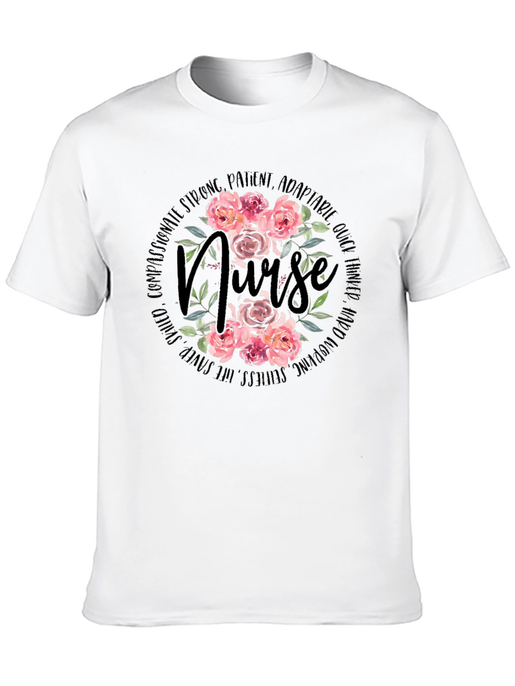 Floral Nurse T-Shirt - Compassionate & Strong