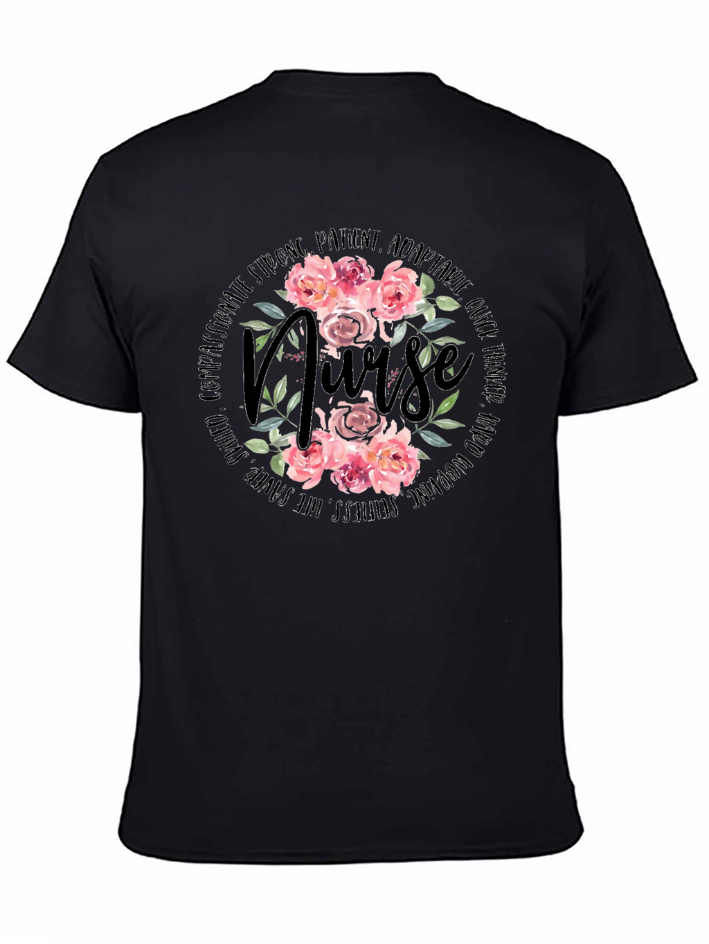 Floral Nurse T-Shirt - Compassionate & Strong