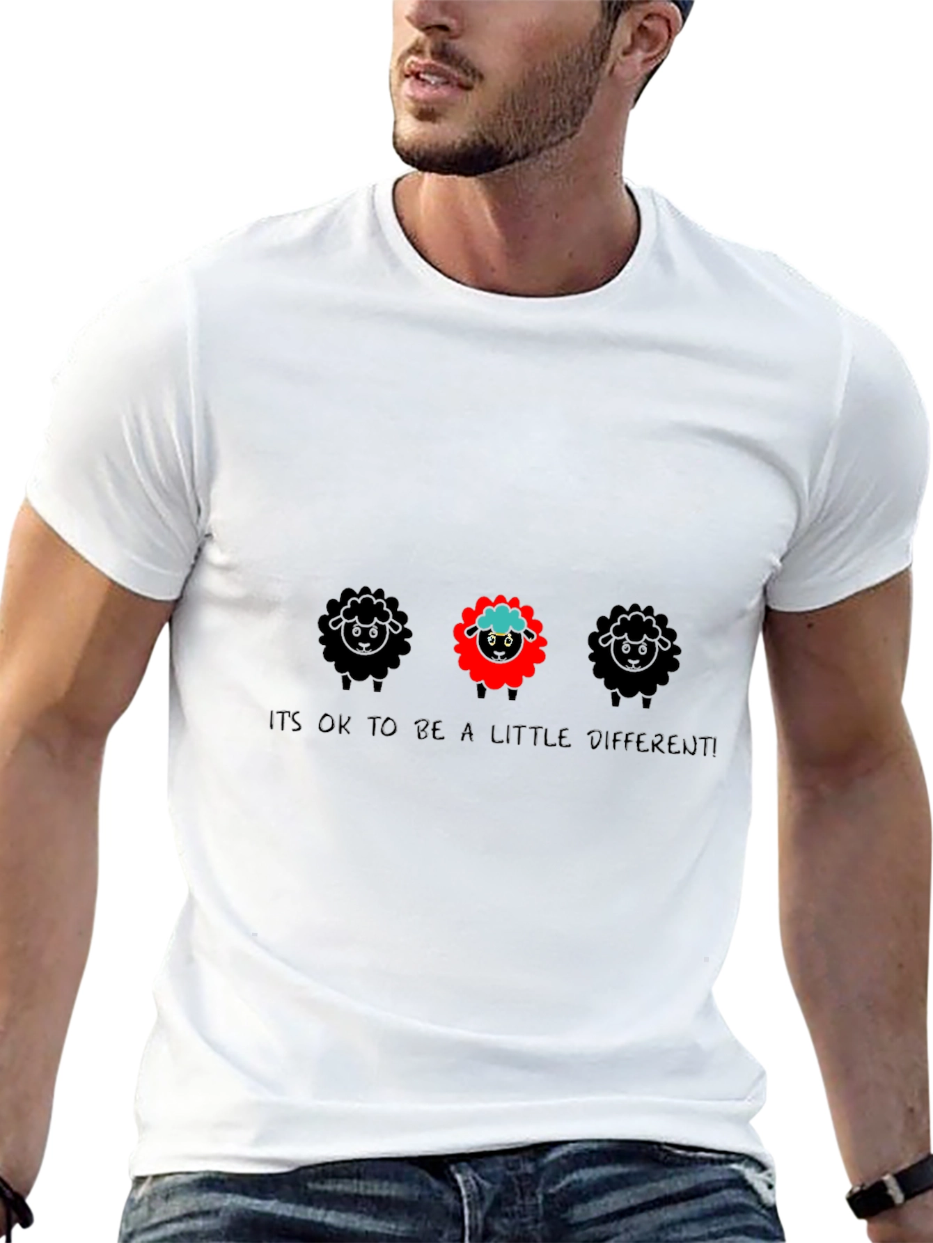 Be Different Sheep Graphic Tee - Black Unisex T-Shirt