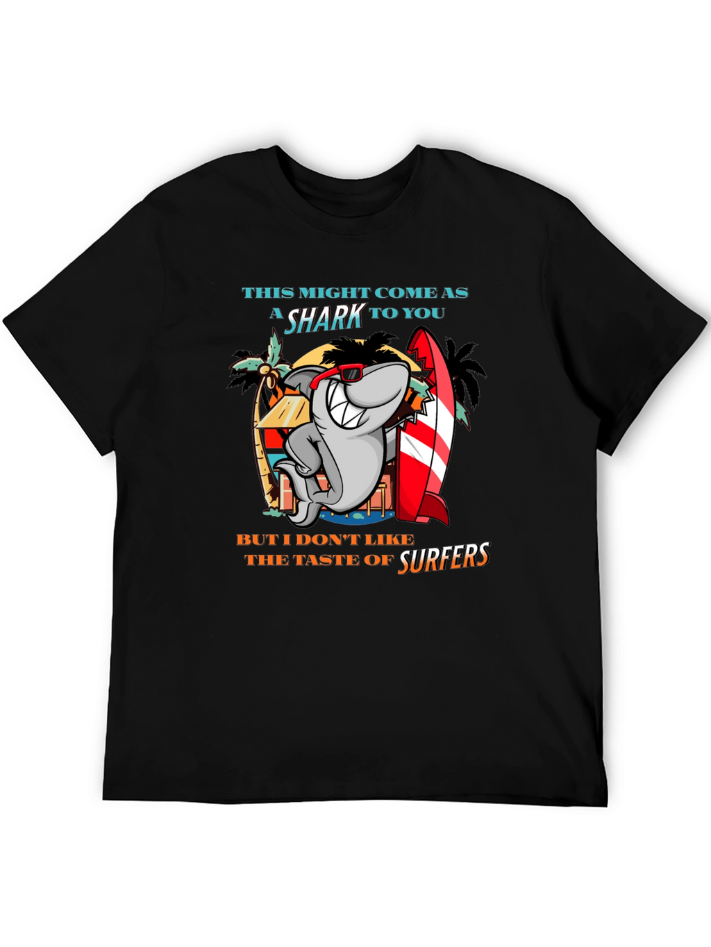 Funny Shark Surfer Graphic T-Shirt