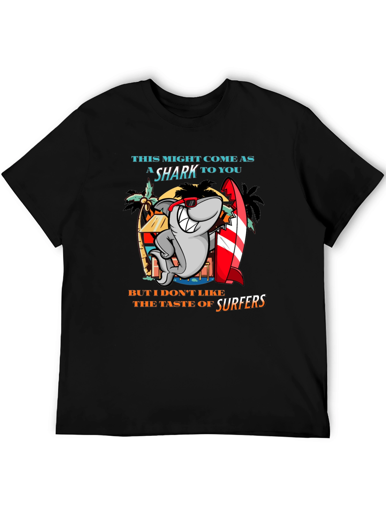 Funny Shark Surfer Graphic T-Shirt