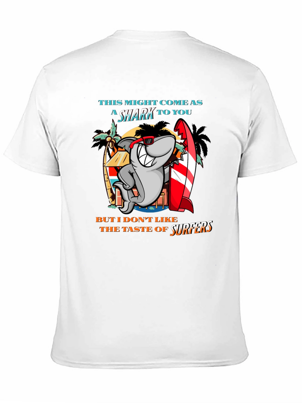 Funny Shark Surfer Graphic T-Shirt