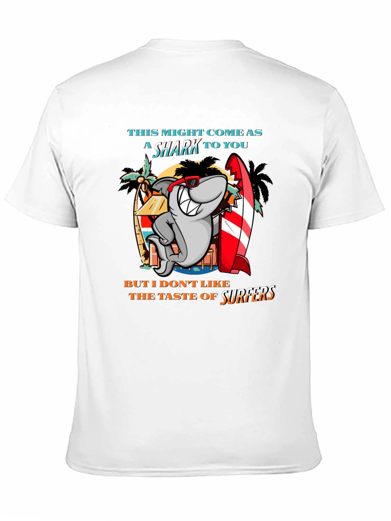 Funny Shark Surfer Graphic T-Shirt