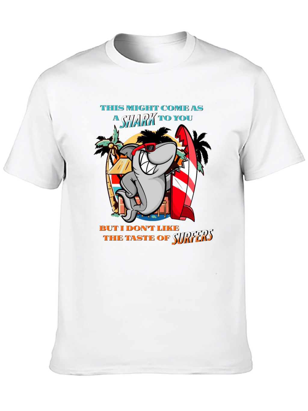 Funny Shark Surfer Graphic T-Shirt