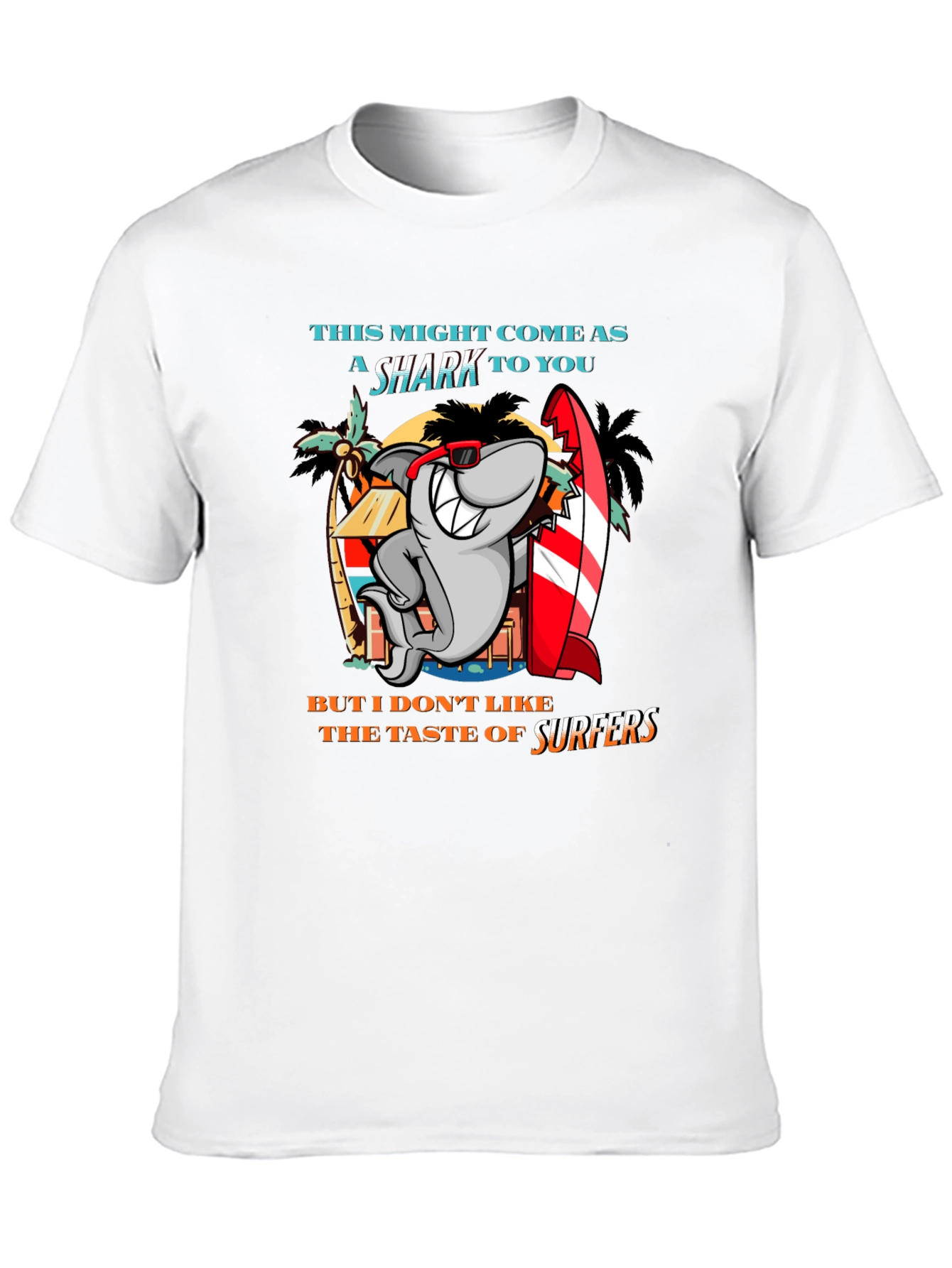 Funny Shark Surfer Graphic T-Shirt