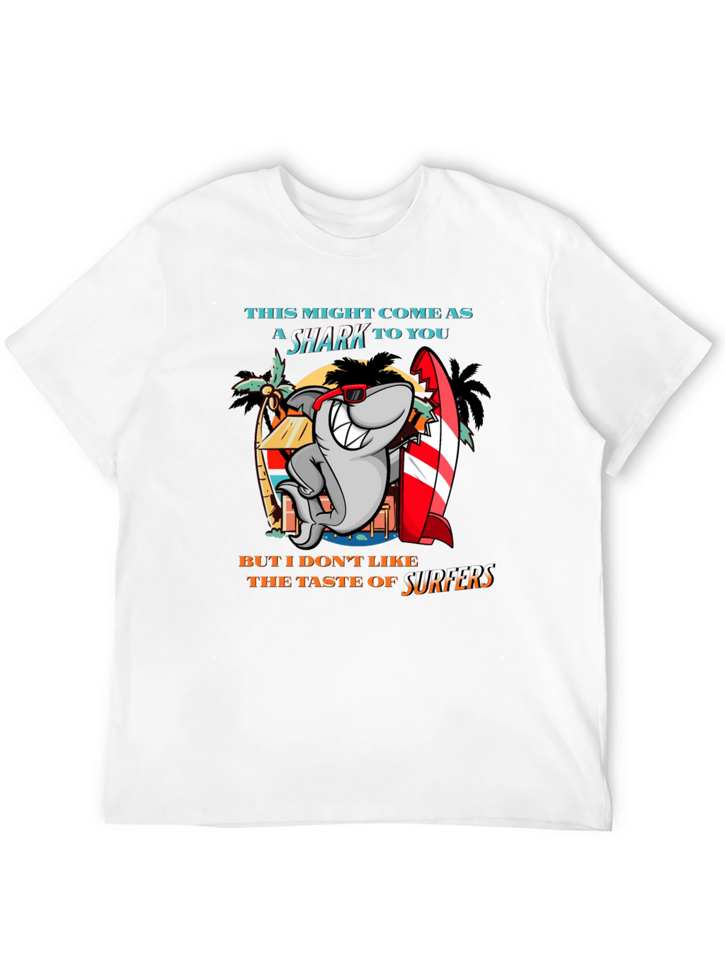 Funny Shark Surfer Graphic T-Shirt