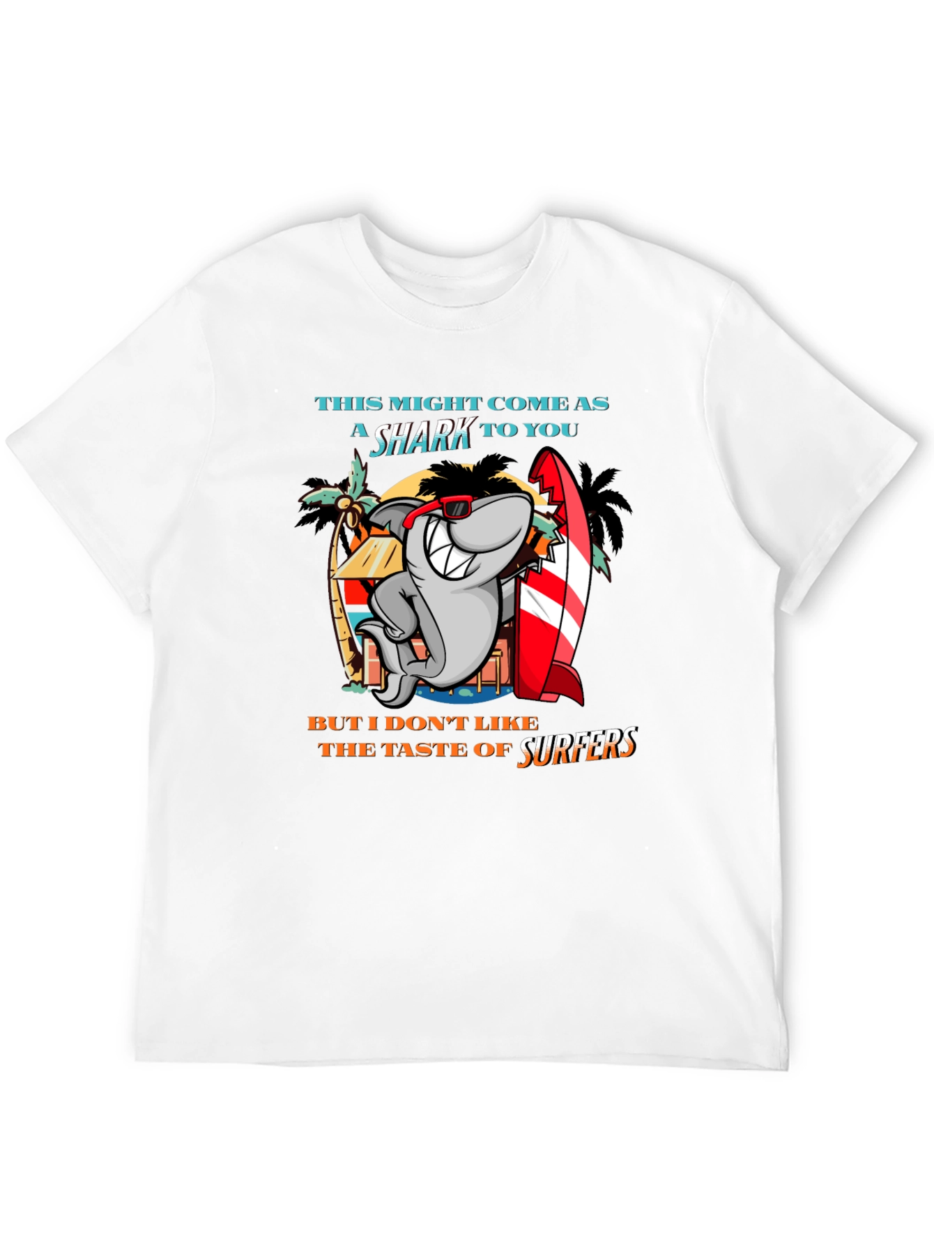 Funny Shark Surfer Graphic T-Shirt