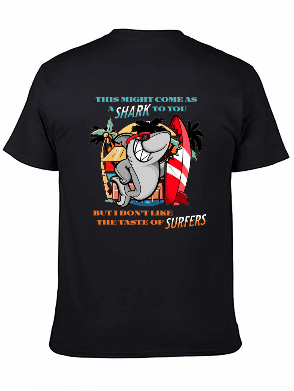 Funny Shark Surfer Graphic T-Shirt