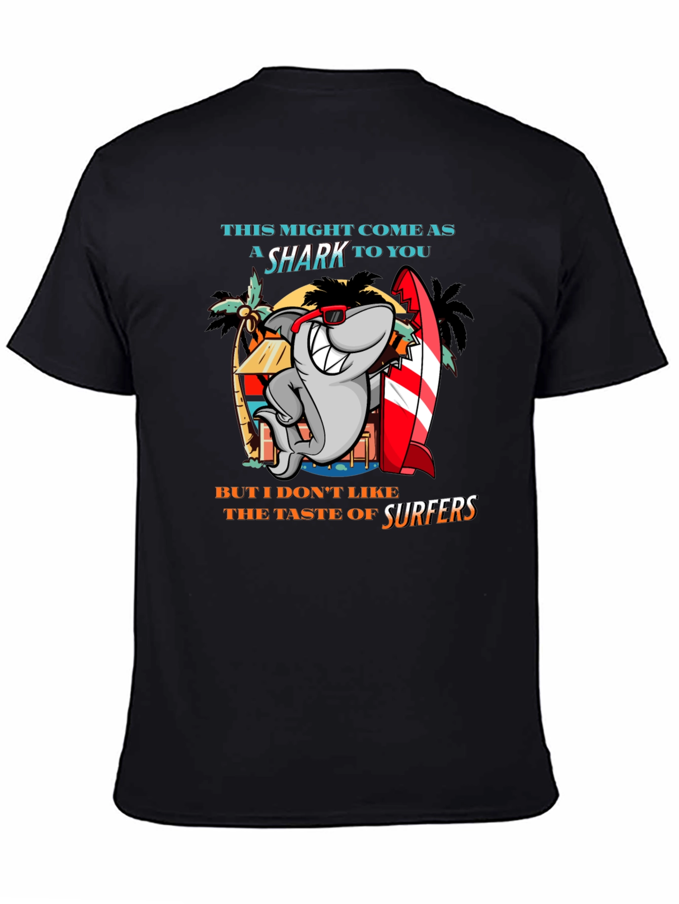 Funny Shark Surfer Graphic T-Shirt