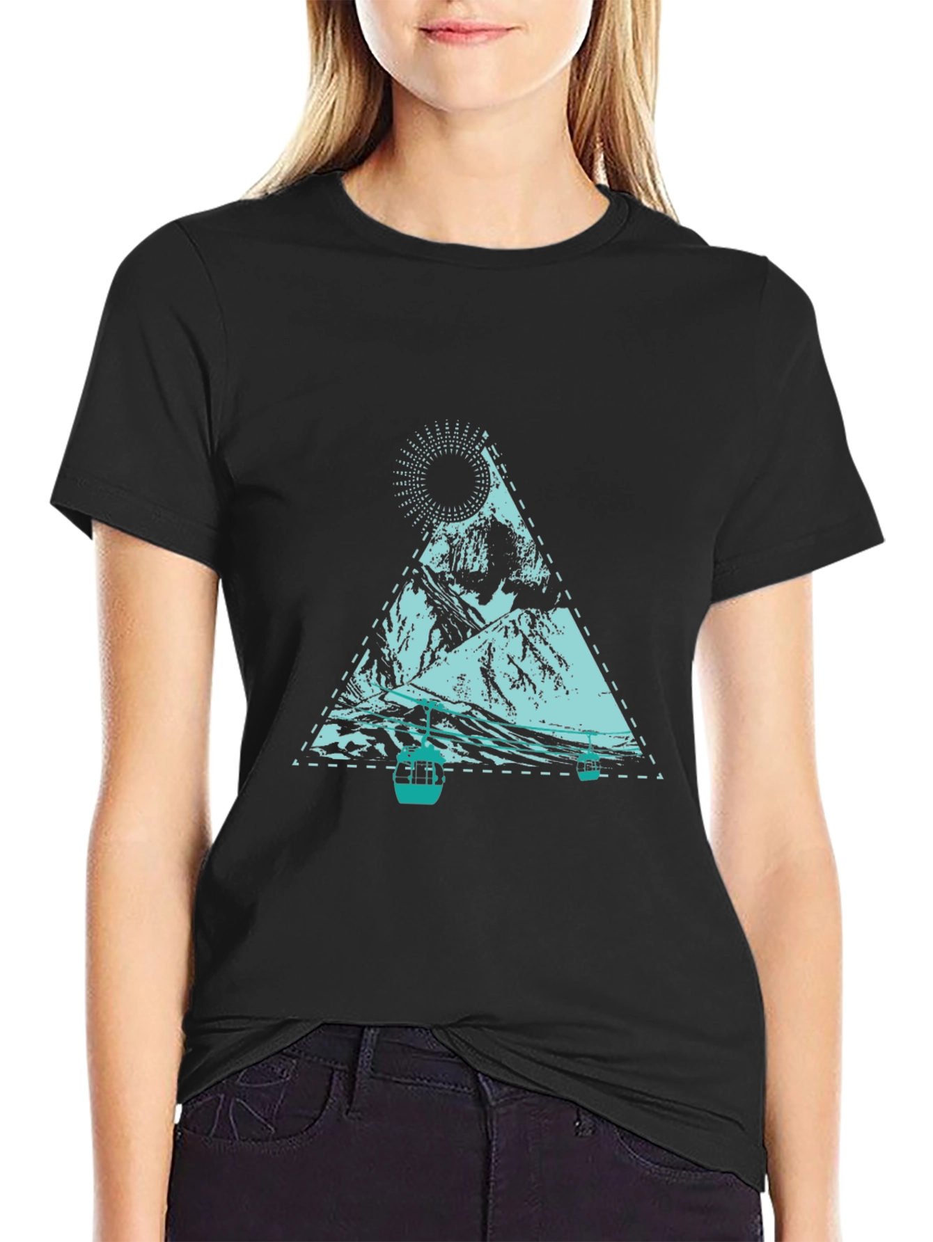 Mountain Graphic Tee - Black Cotton Casual T-Shirt