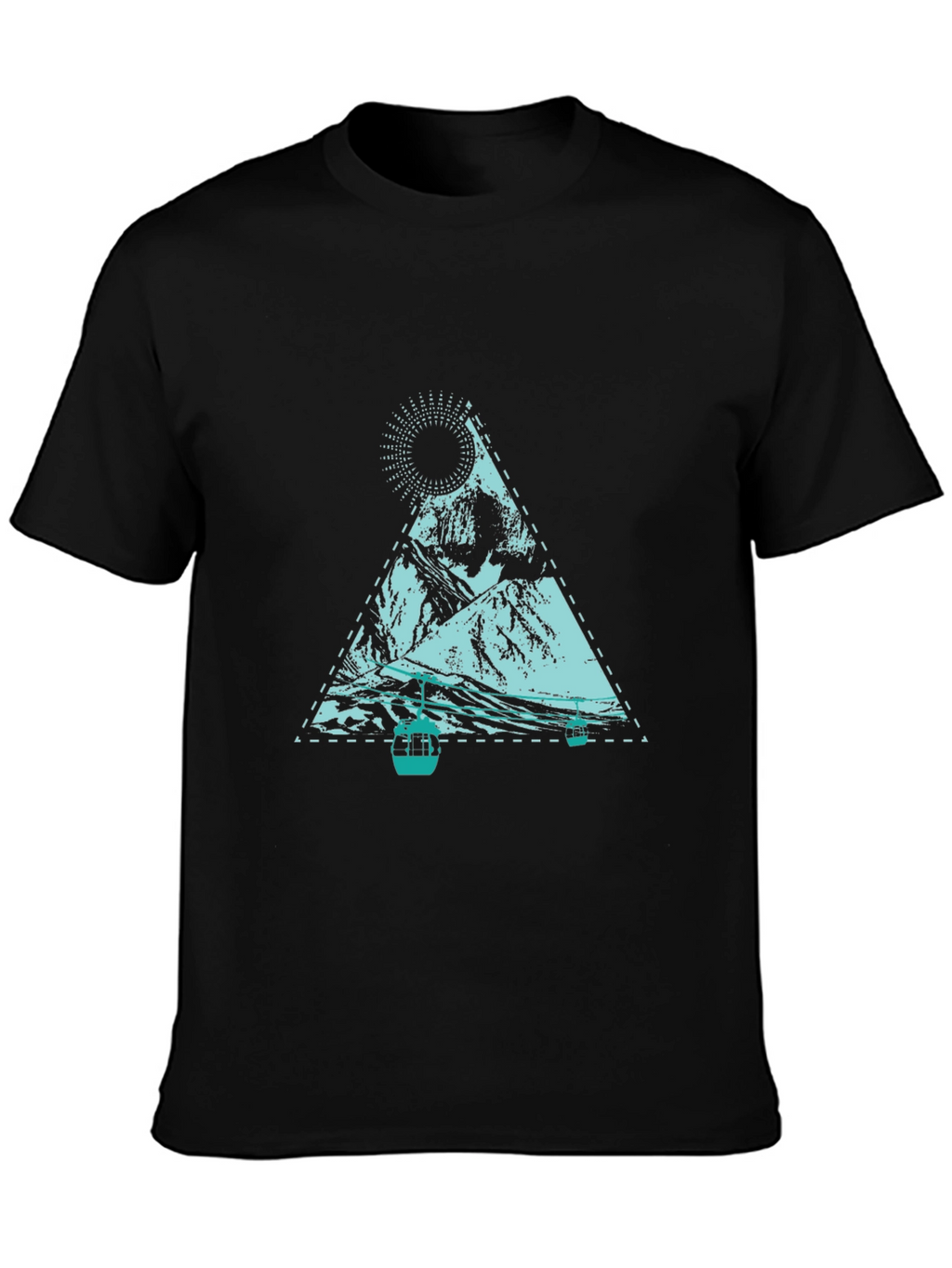 Mountain Graphic Tee - Black Cotton Casual T-Shirt