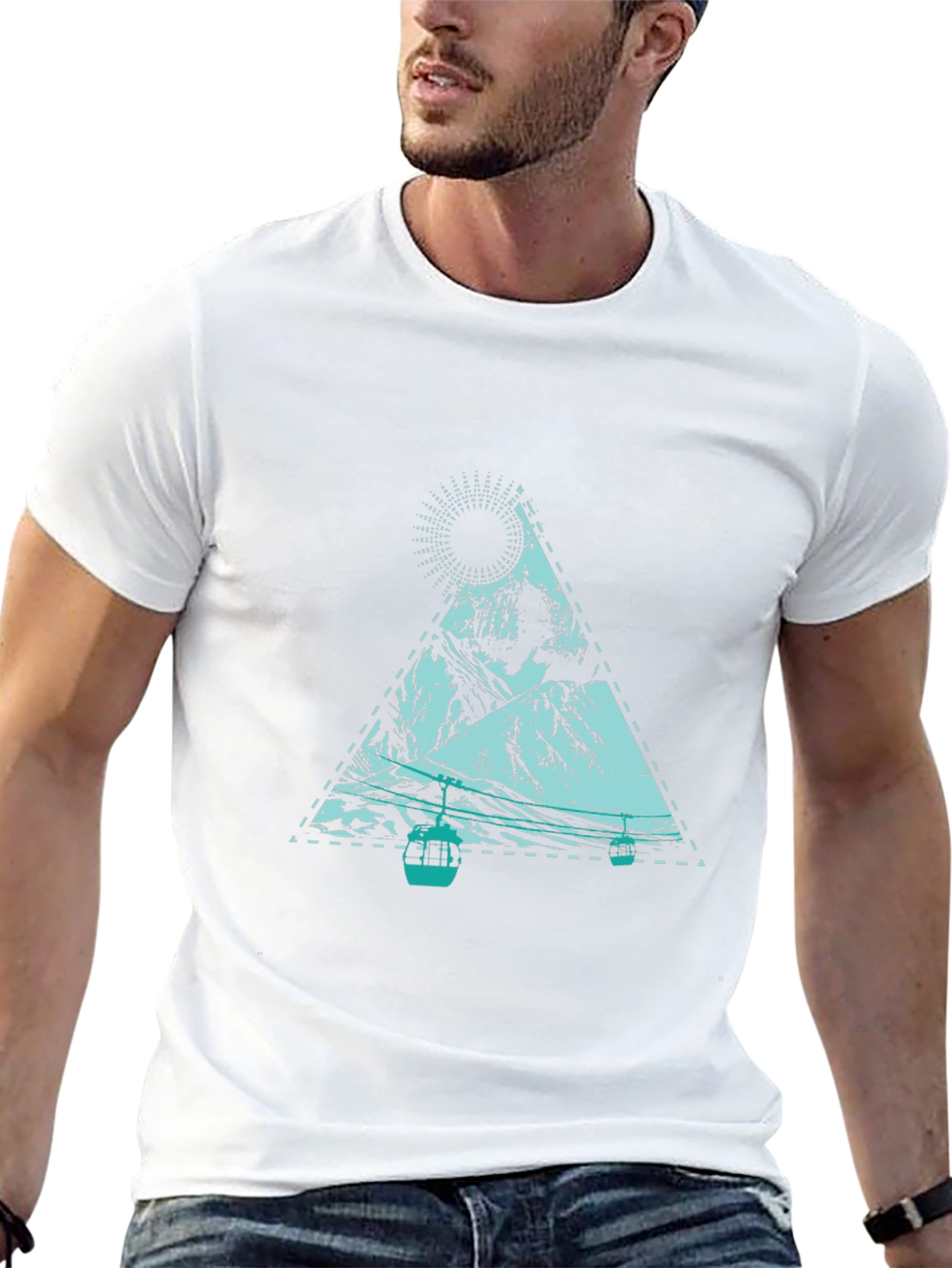 Mountain Graphic Tee - Black Cotton Casual T-Shirt