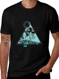 Mountain Graphic Tee - Black Cotton Casual T-Shirt