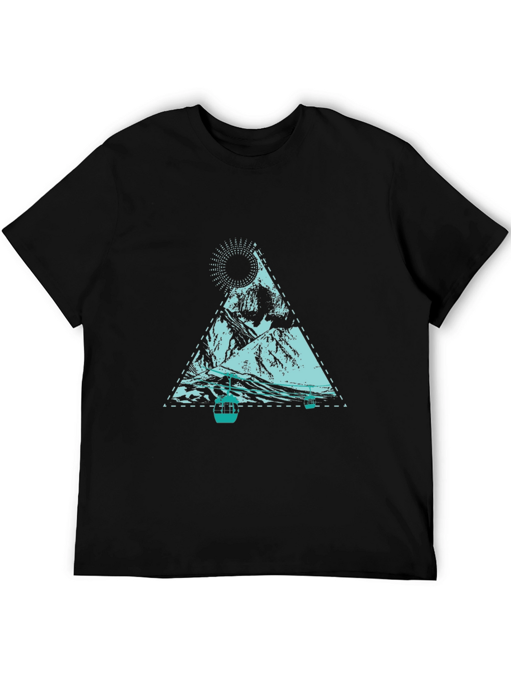 Mountain Graphic Tee - Black Cotton Casual T-Shirt