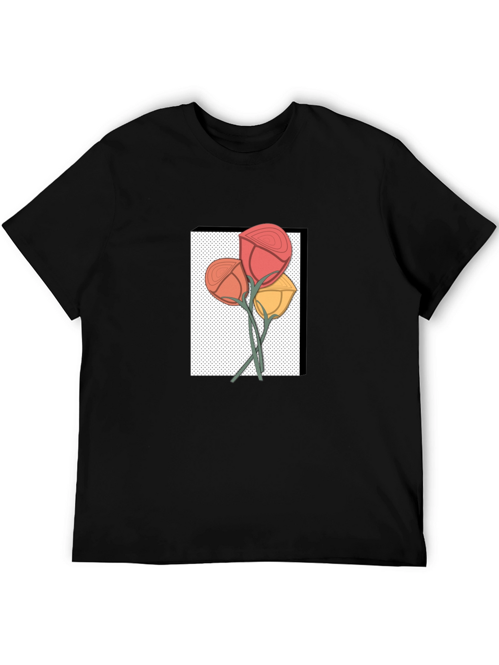 Floral Graphic Print Mens Black T-Shirt