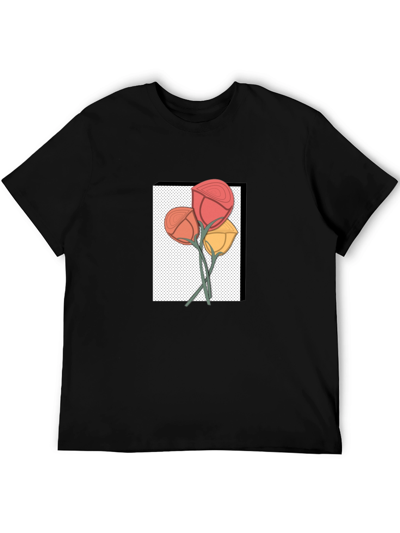 Floral Graphic Print Mens Black T-Shirt