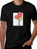 Floral Graphic Print Mens Black T-Shirt