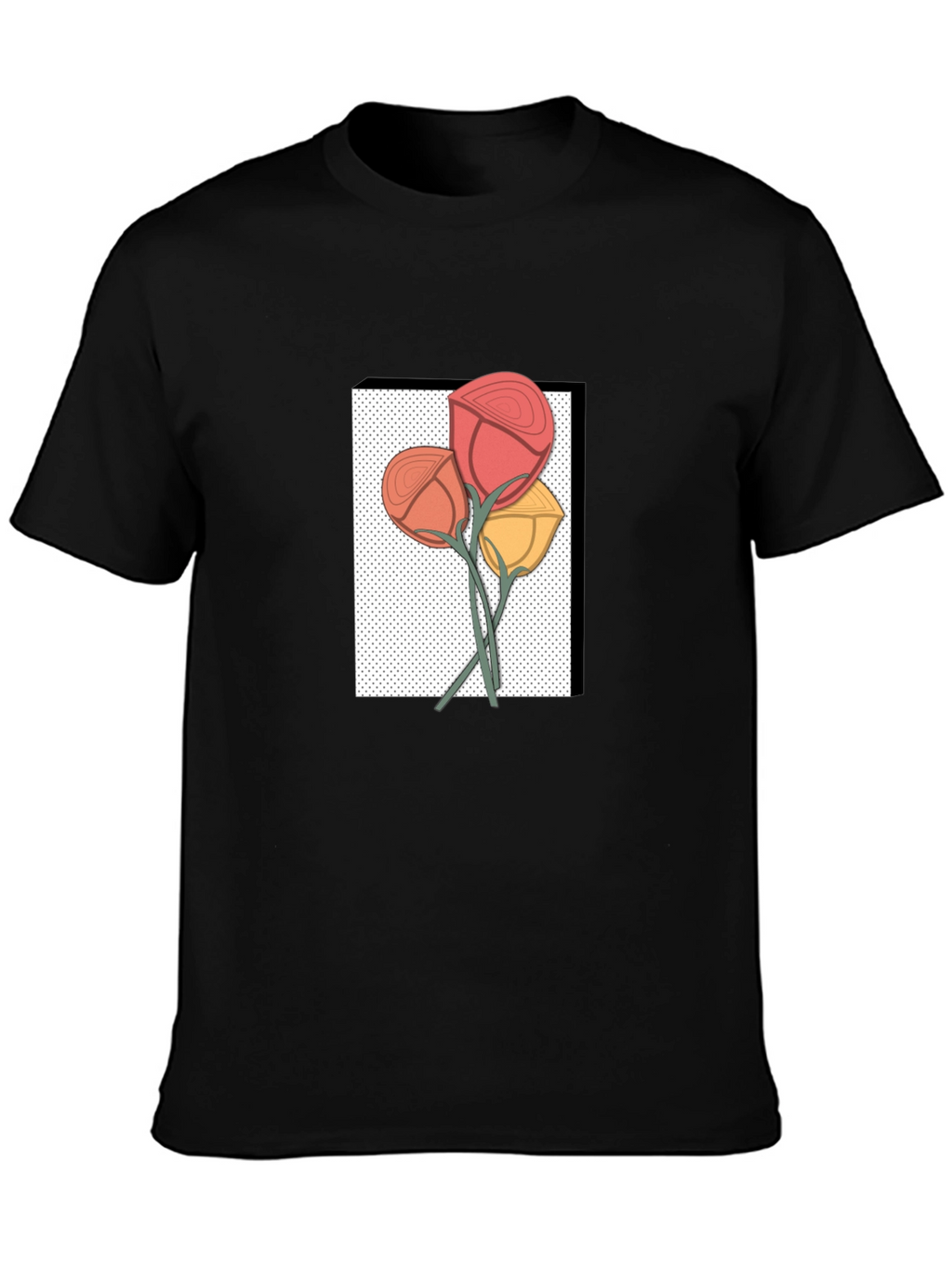 Floral Graphic Print Mens Black T-Shirt
