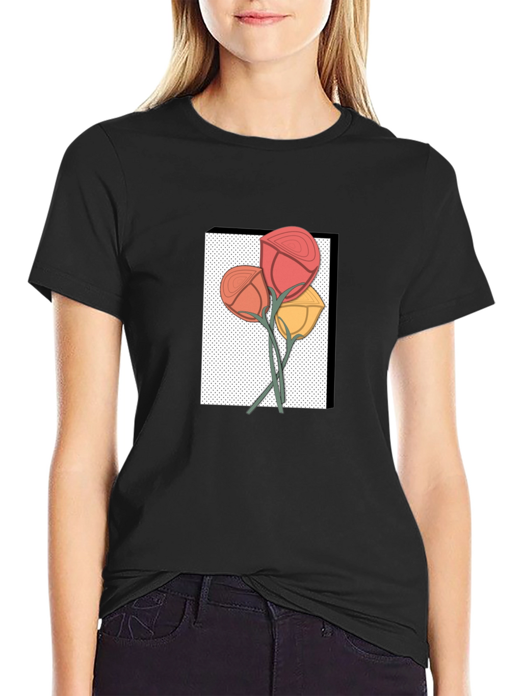 Floral Graphic Print Mens Black T-Shirt