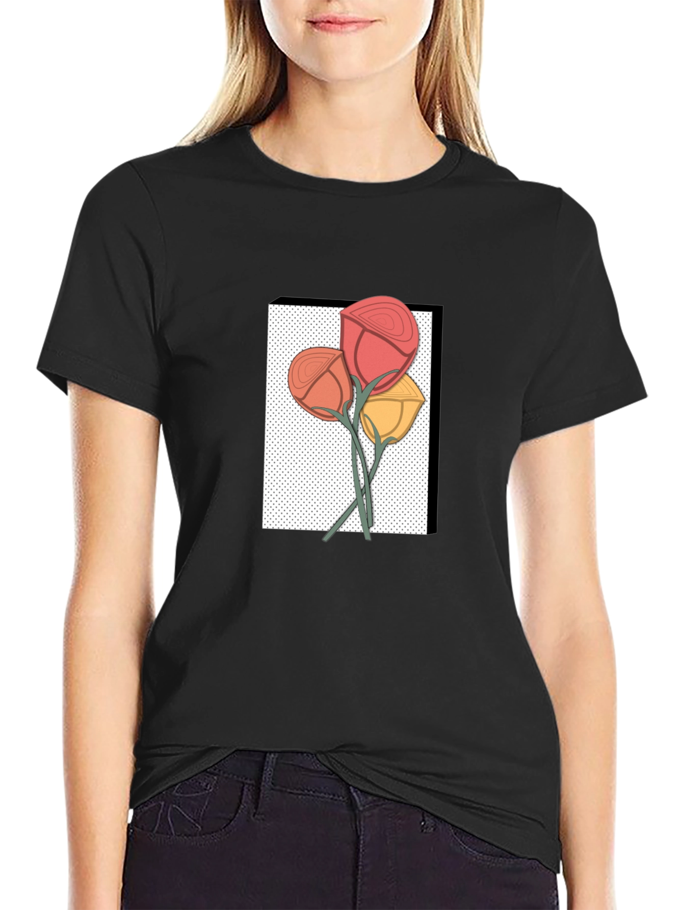 Floral Graphic Print Mens Black T-Shirt