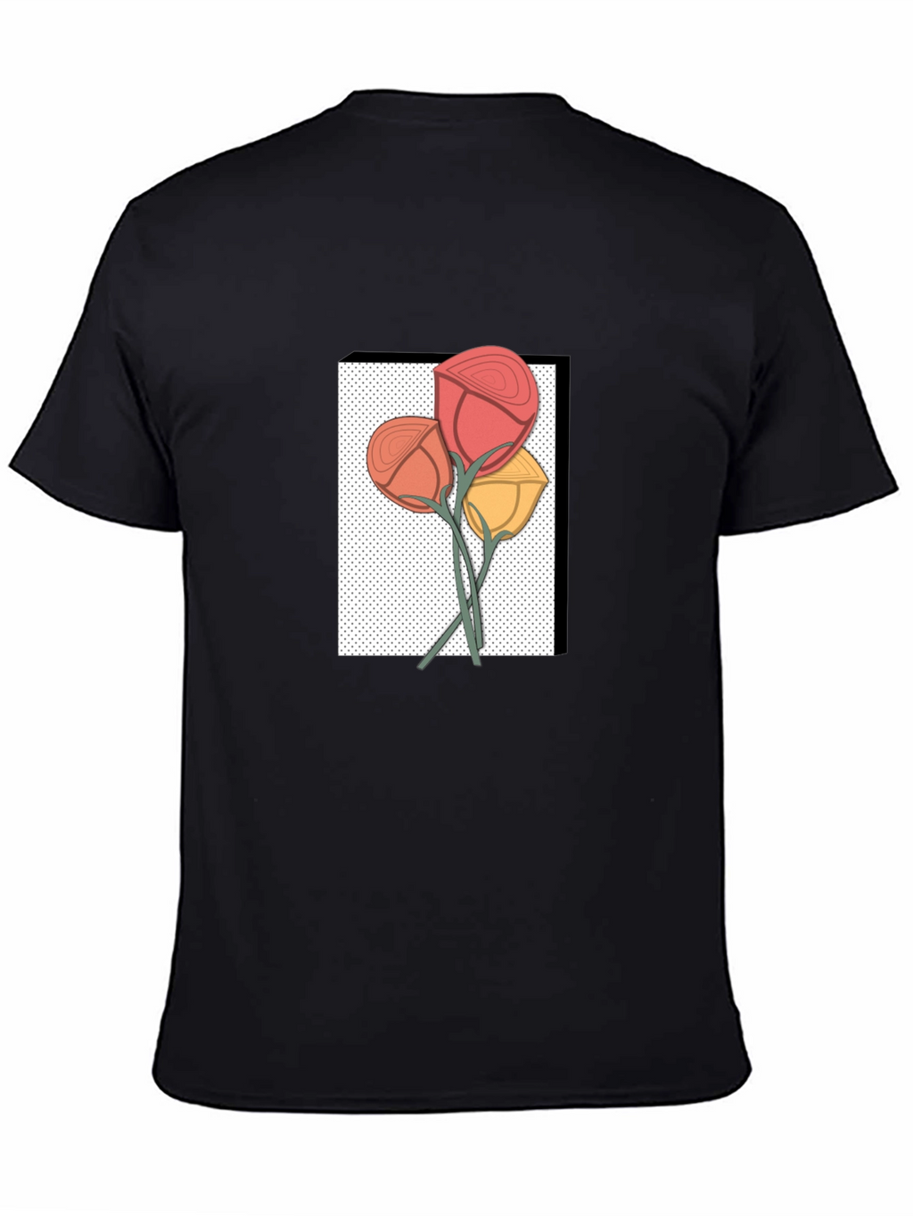Floral Graphic Print Mens Black T-Shirt