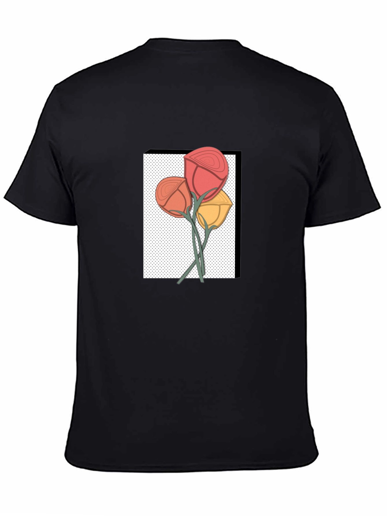 Floral Graphic Print Mens Black T-Shirt