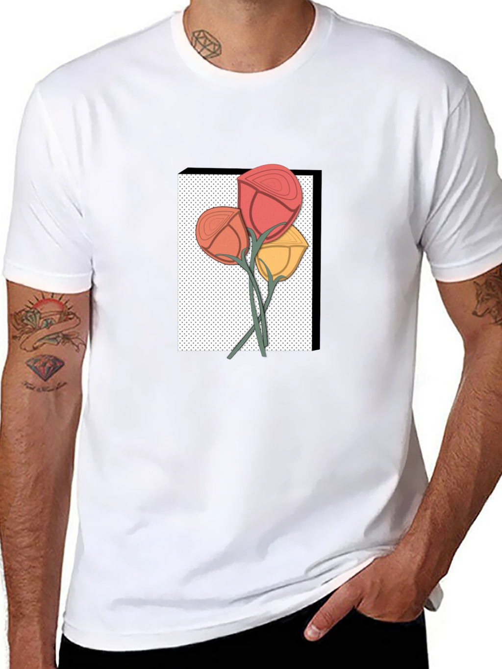 Floral Graphic Print Mens Black T-Shirt