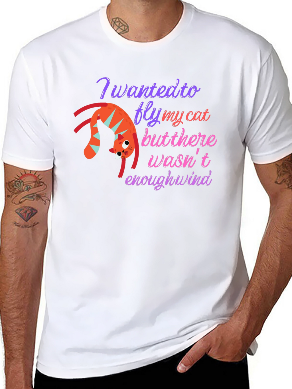 Funny Cat Flying T-Shirt - Whimsical Graphic Tee