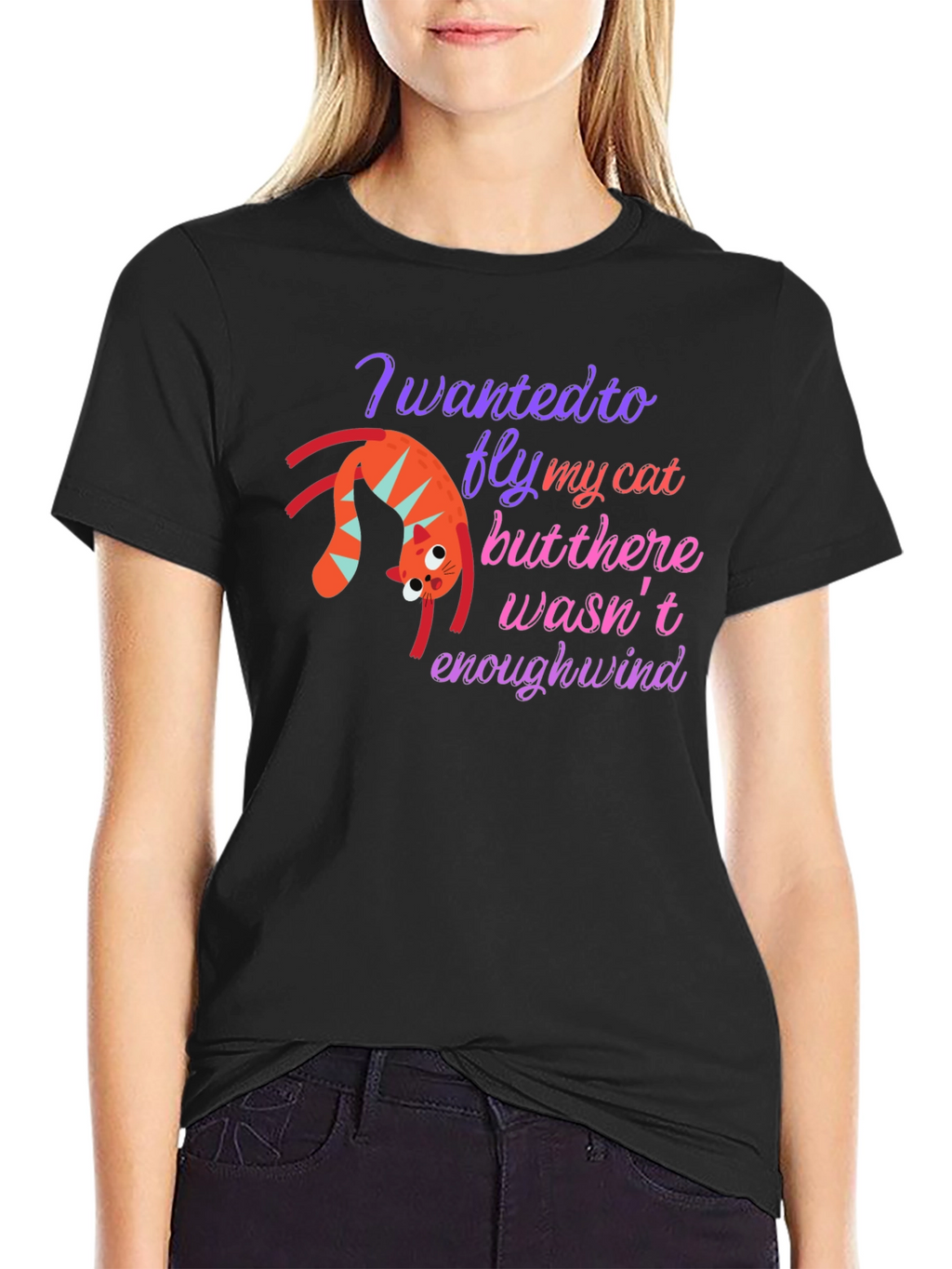 Funny Cat Flying T-Shirt - Whimsical Graphic Tee