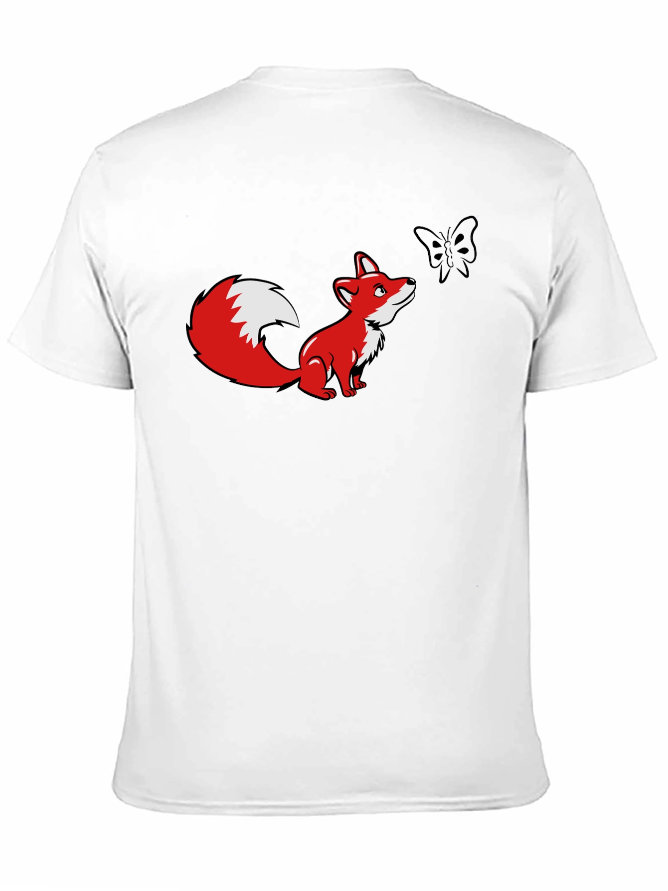 Fox and Butterfly Graphic Black T-Shirt