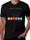 Happy Easter Bunny Eggs Black T-Shirt