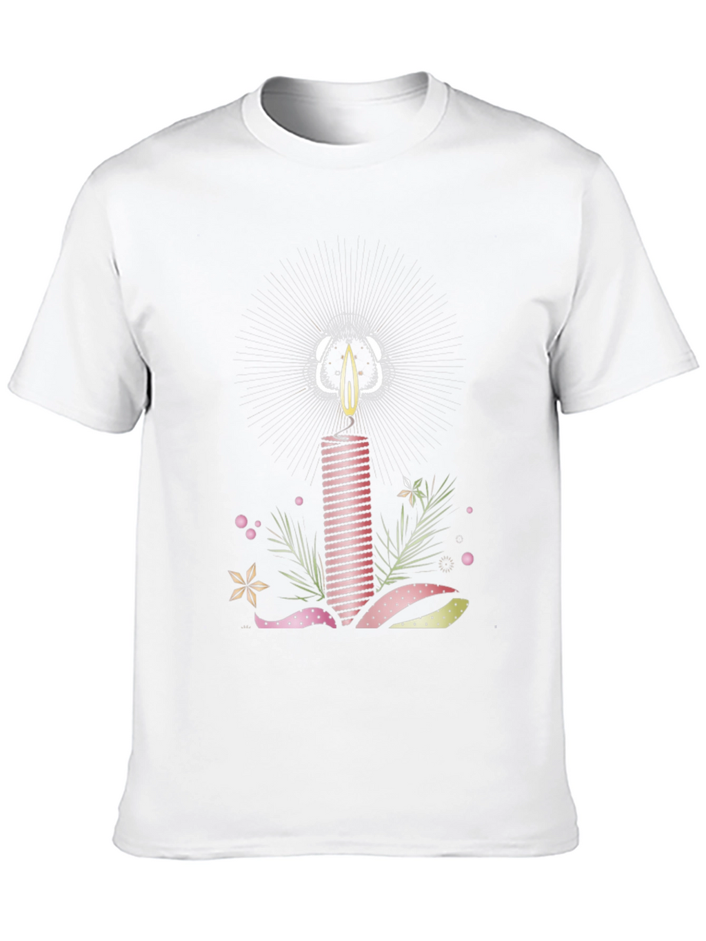 Striped Candle Graphic Tee - Stylish Cotton T-Shirt