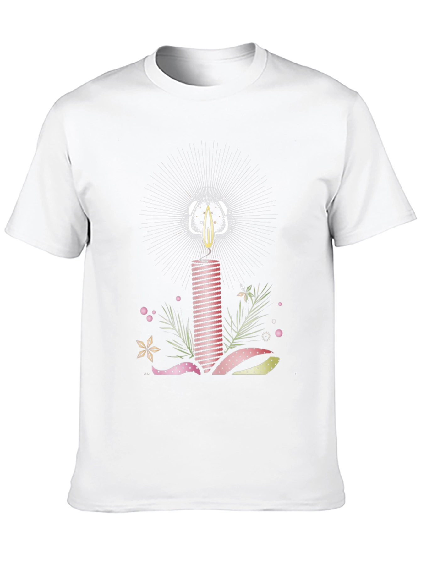 Striped Candle Graphic Tee - Stylish Cotton T-Shirt