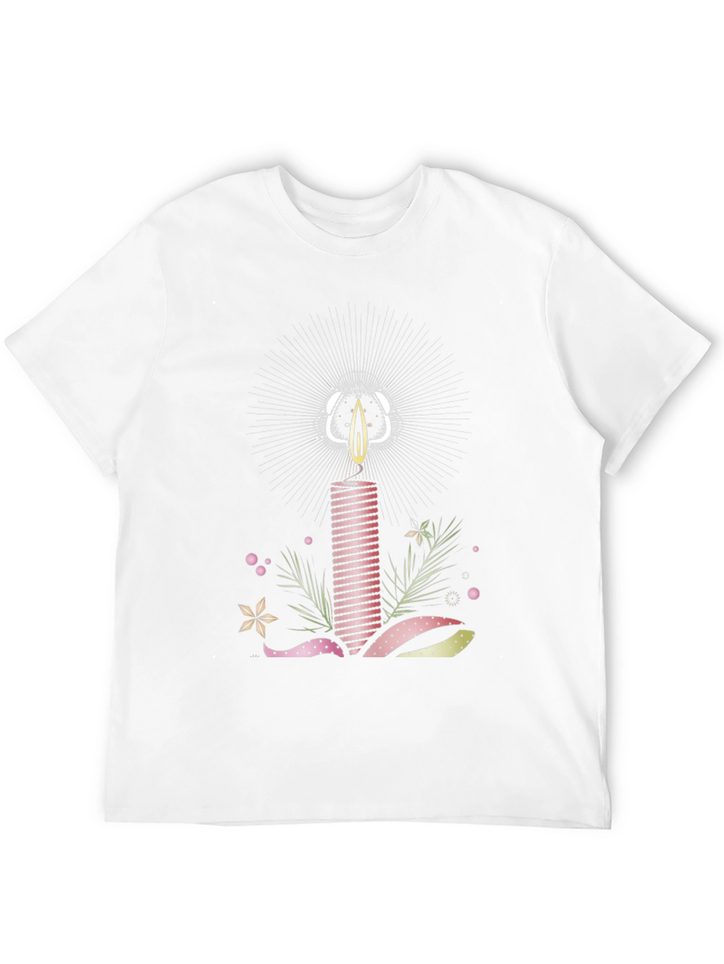 Striped Candle Graphic Tee - Stylish Cotton T-Shirt