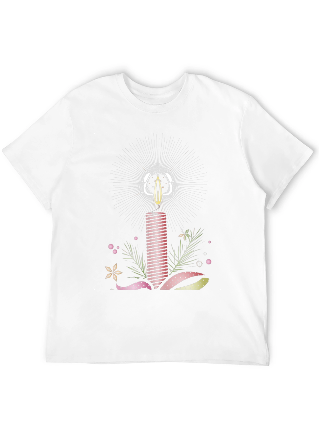 Striped Candle Graphic Tee - Stylish Cotton T-Shirt