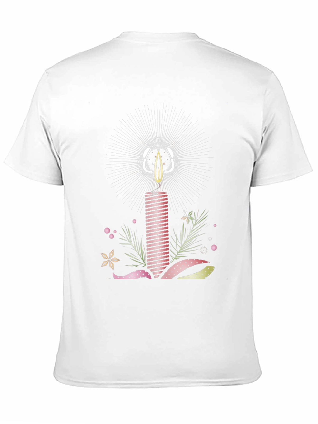 Striped Candle Graphic Tee - Stylish Cotton T-Shirt