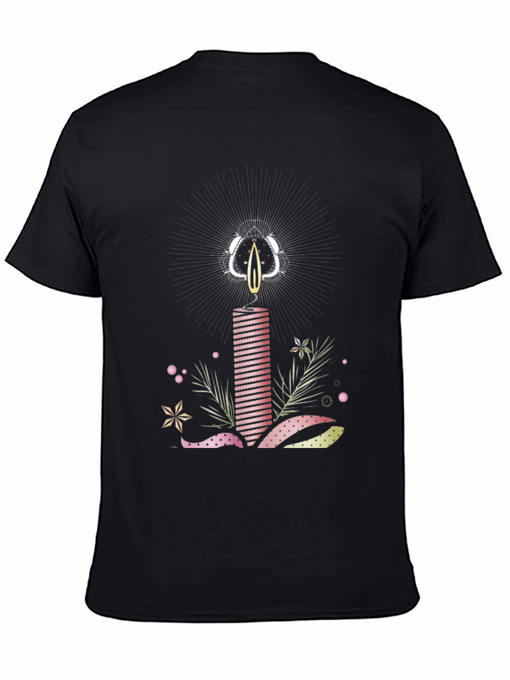 Striped Candle Graphic Tee - Stylish Cotton T-Shirt