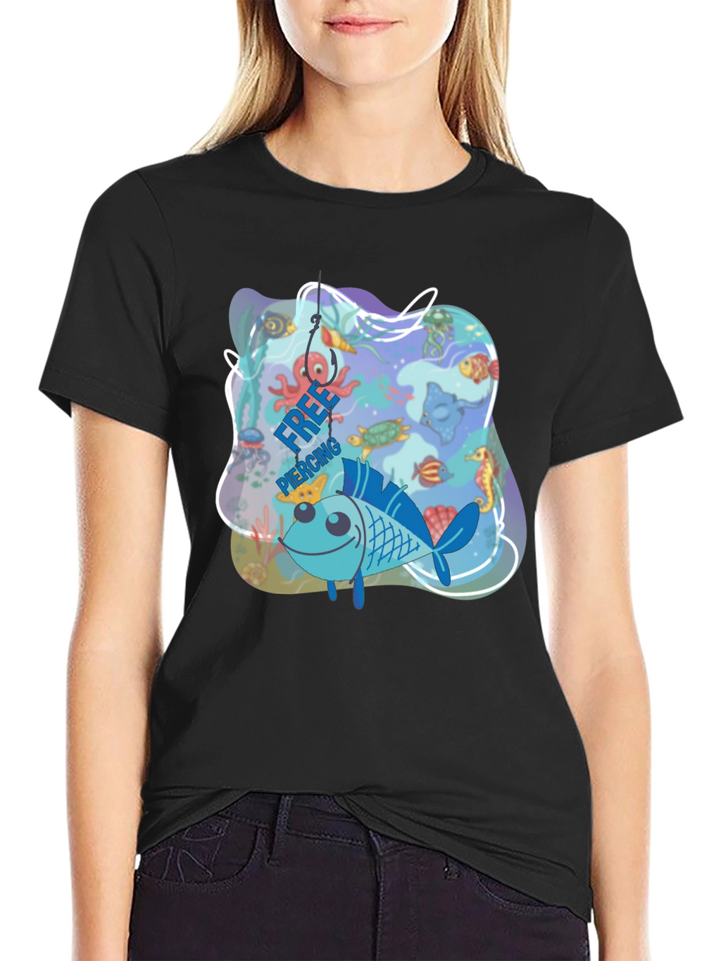 Funny Fish Hook Piercing T-Shirt