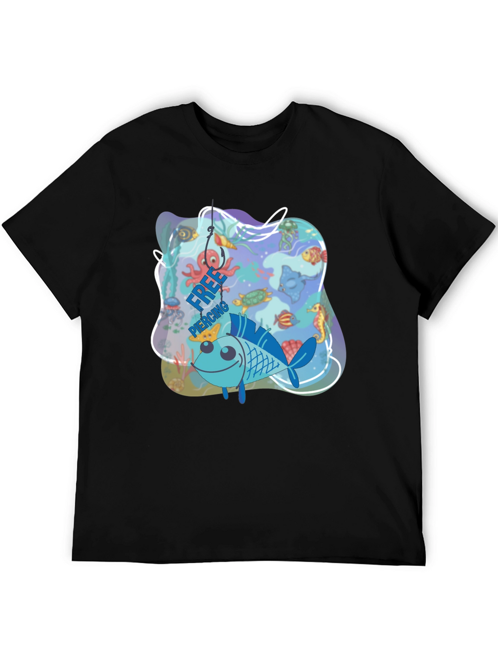 Funny Fish Hook Piercing T-Shirt