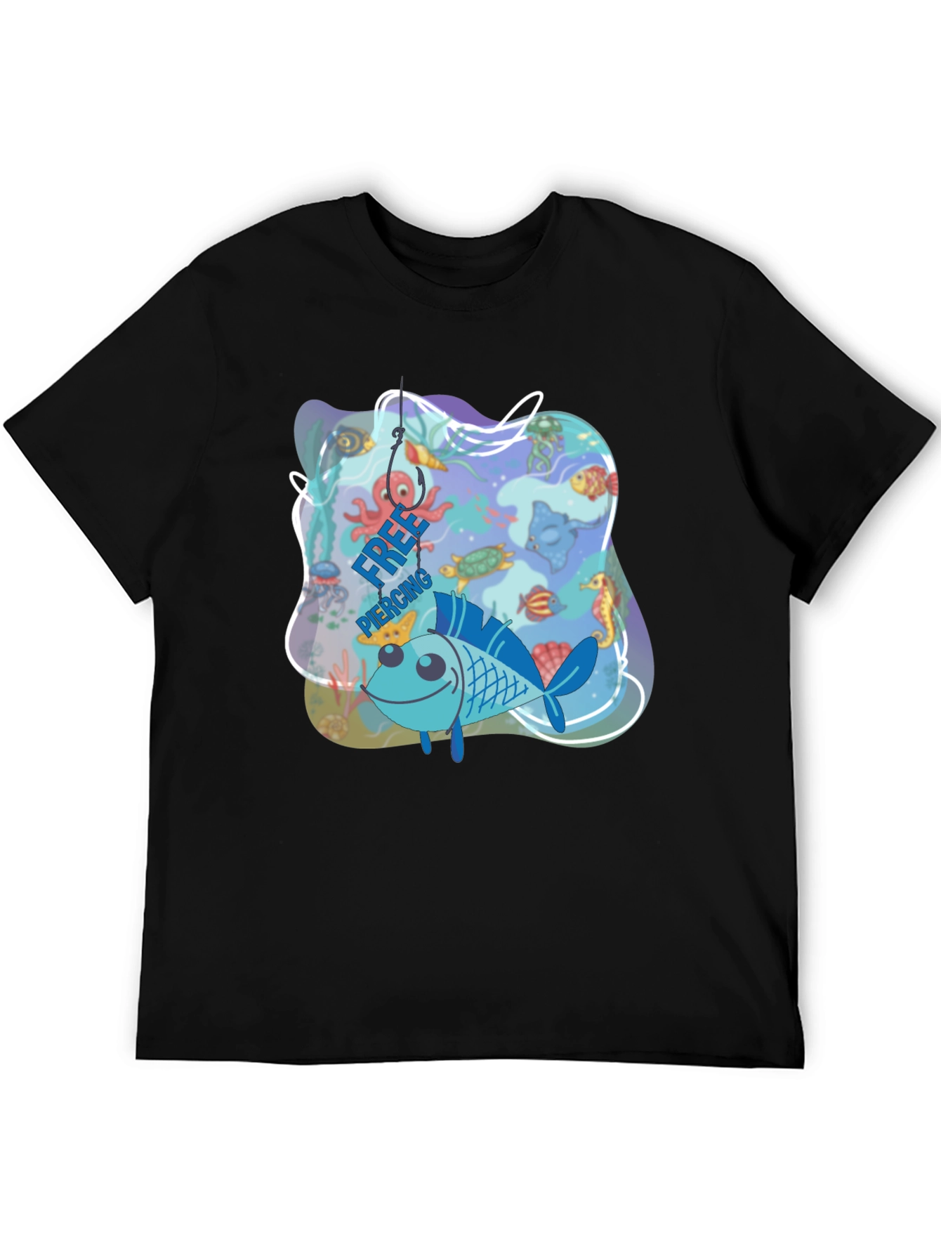 Funny Fish Hook Piercing T-Shirt