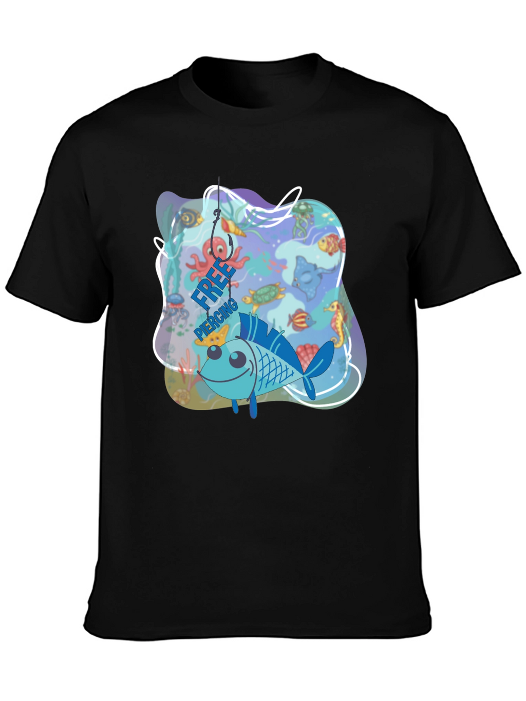 Funny Fish Hook Piercing T-Shirt