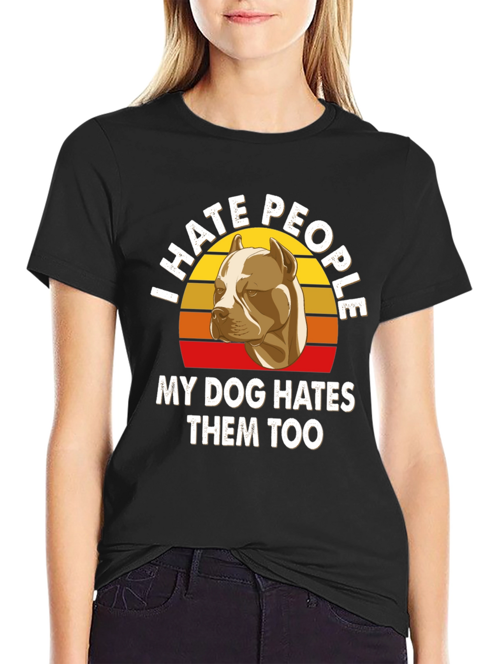 I Hate People Pitbull T-Shirt Funny Dog Lover Tee