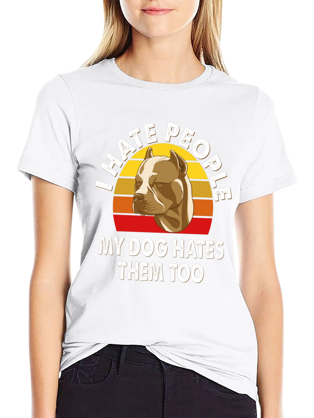 I Hate People Pitbull T-Shirt Funny Dog Lover Tee