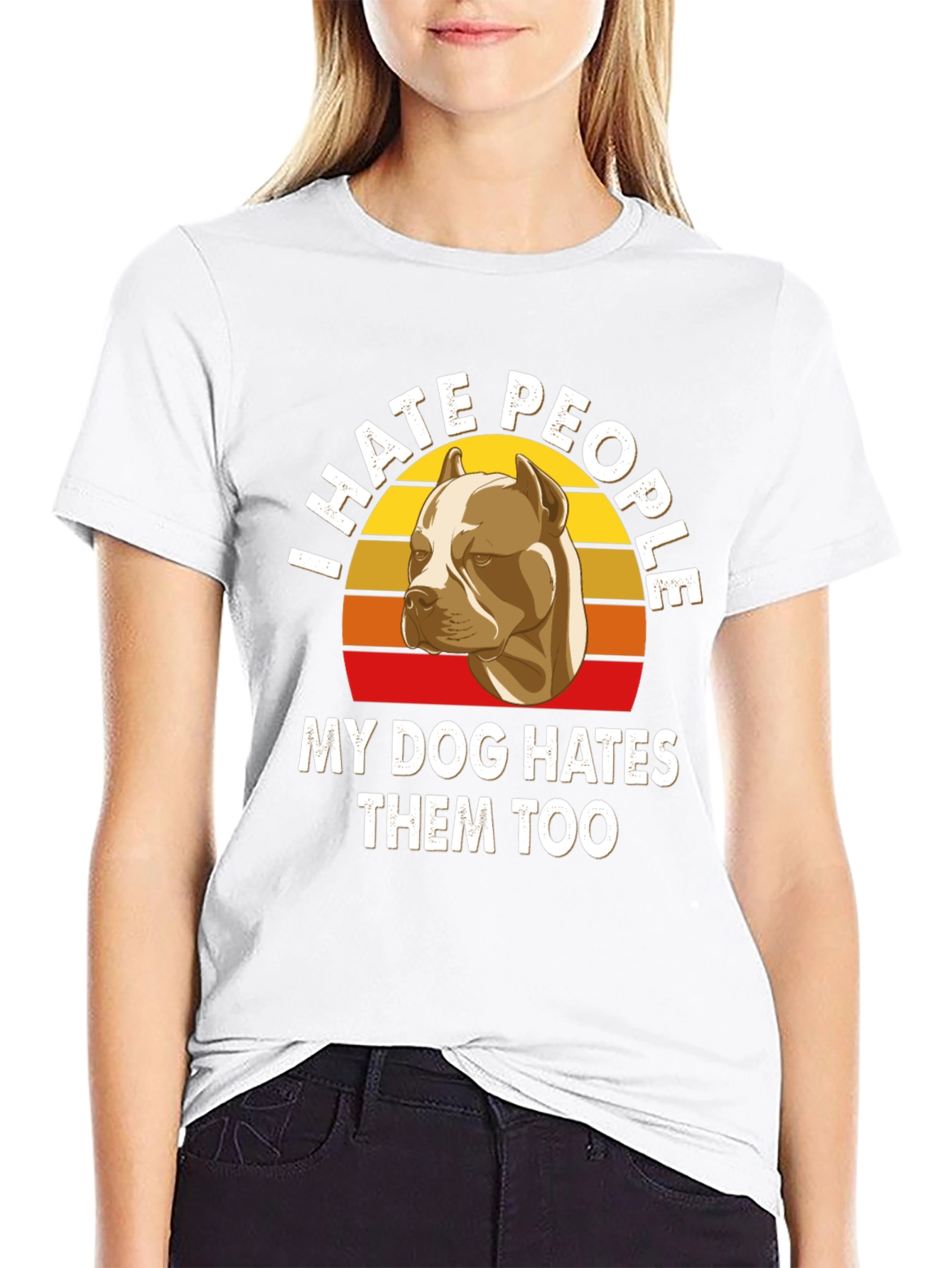 I Hate People Pitbull T-Shirt Funny Dog Lover Tee