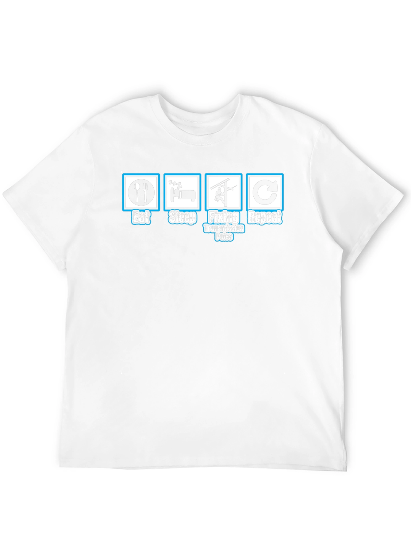 Eat Sleep Fix Transmission Poles Repeat Black T-Shirt