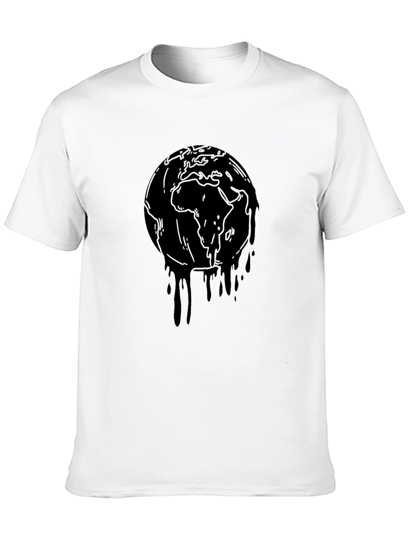Melting Earth Graphic T-Shirt - Black Crew Neck