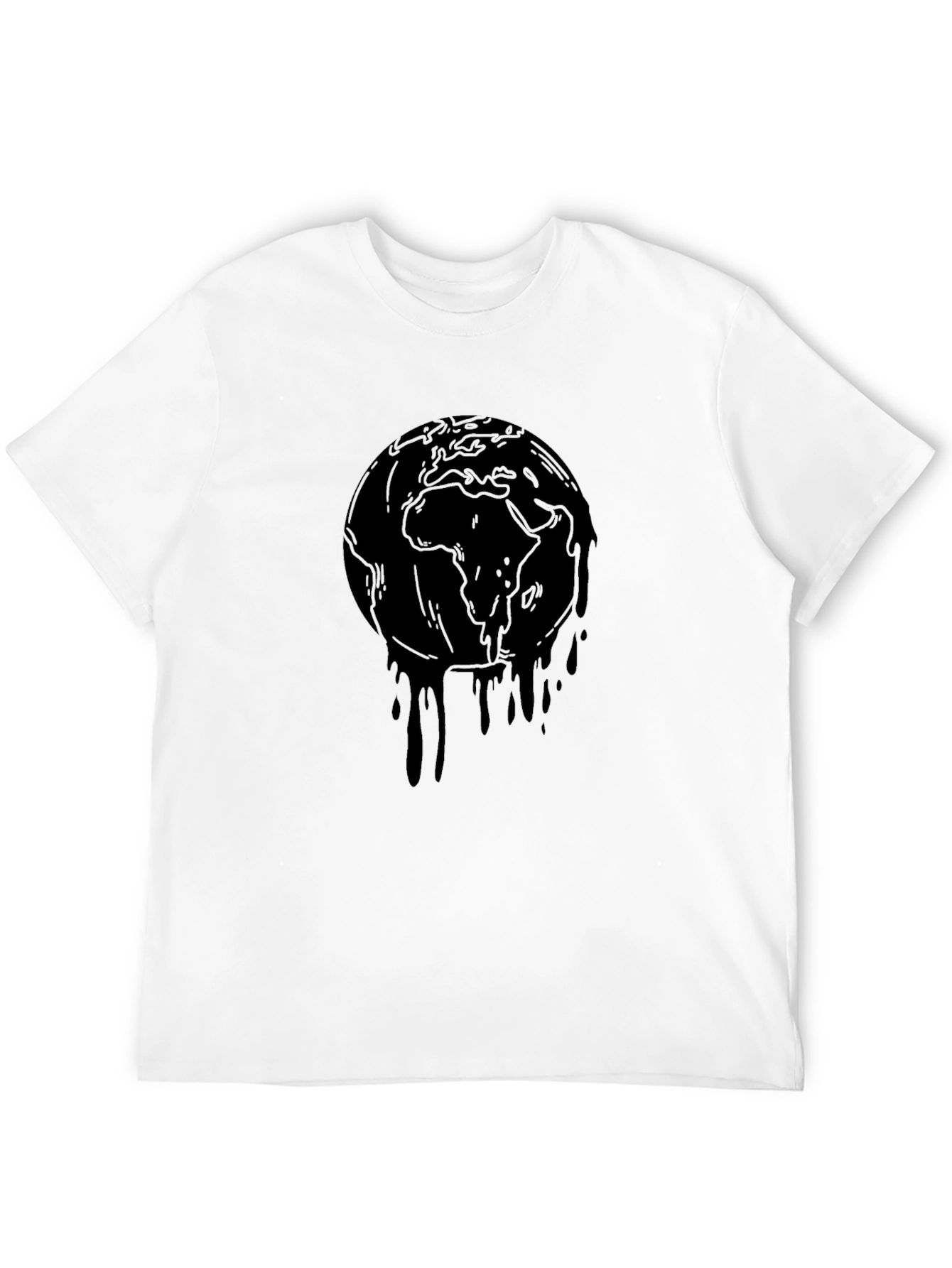 Melting Earth Graphic T-Shirt - Black Crew Neck