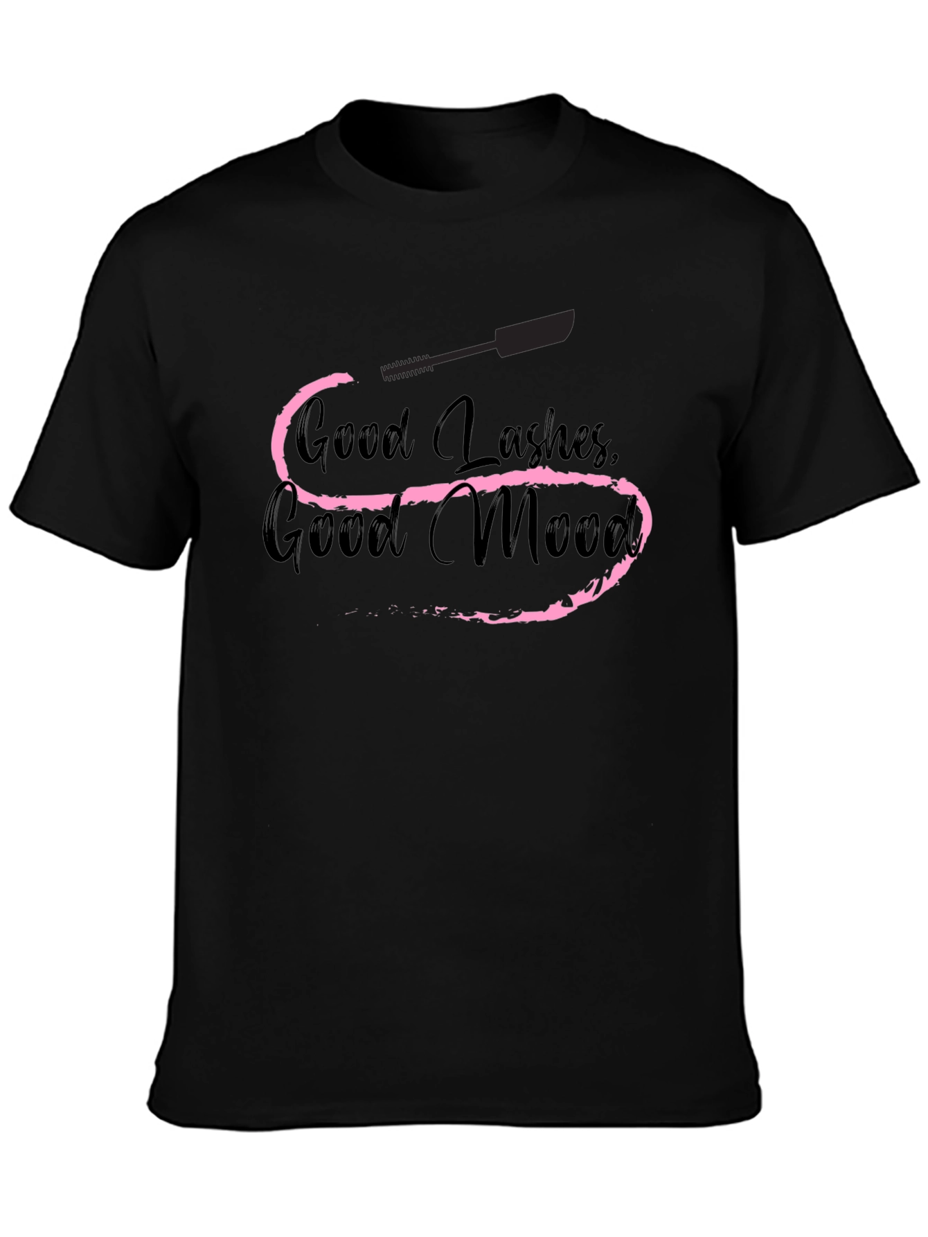 Good Lashes Good Mood Black Graphic Tee